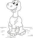 Coloring page outline of cartoon smiling diplodocus, dinosaur. Colorful vector illustration, summer coloring book for kids Royalty Free Stock Photo